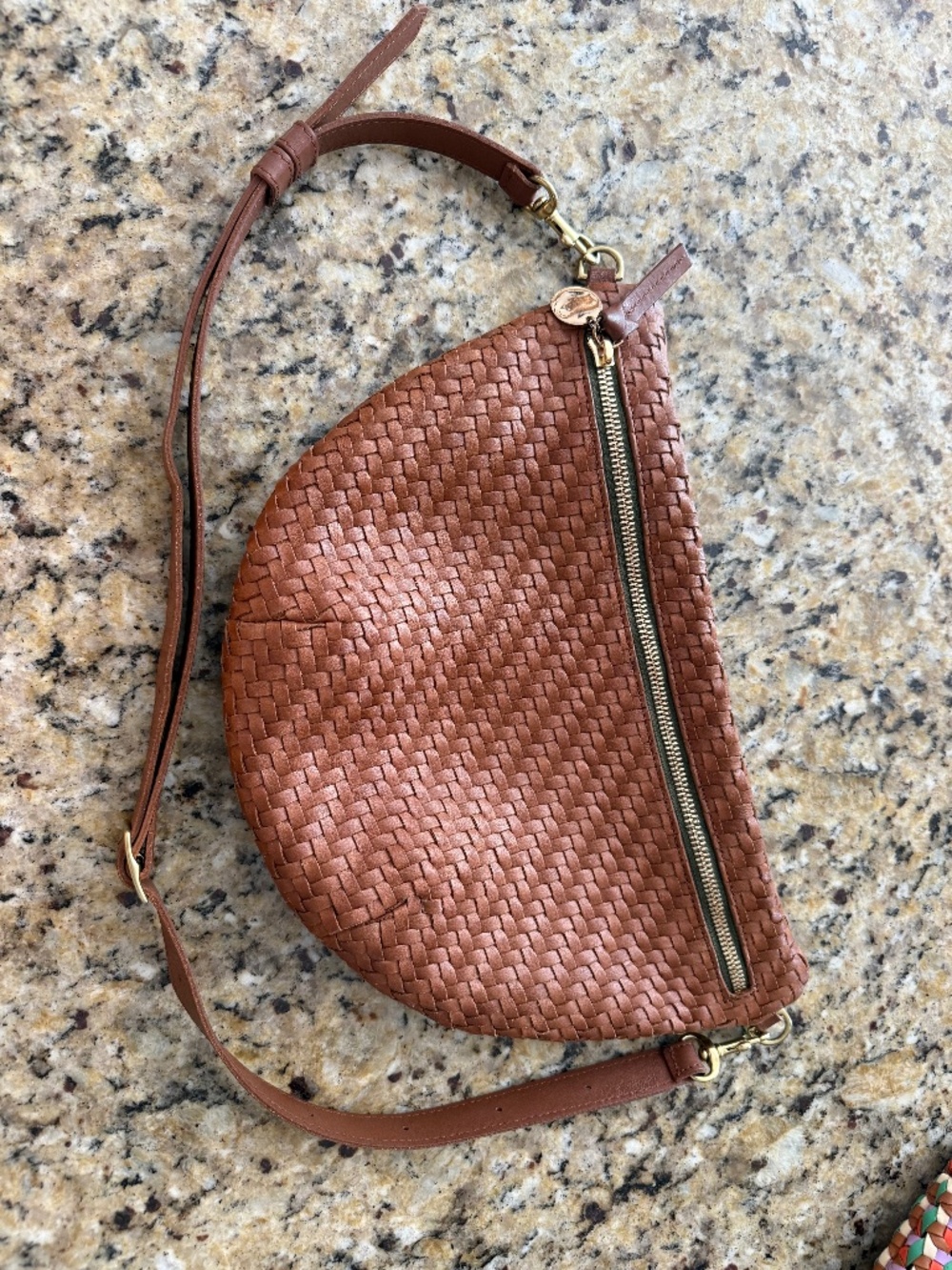 Clare V Grande Fanny Hazelnut Woven Zig Zag